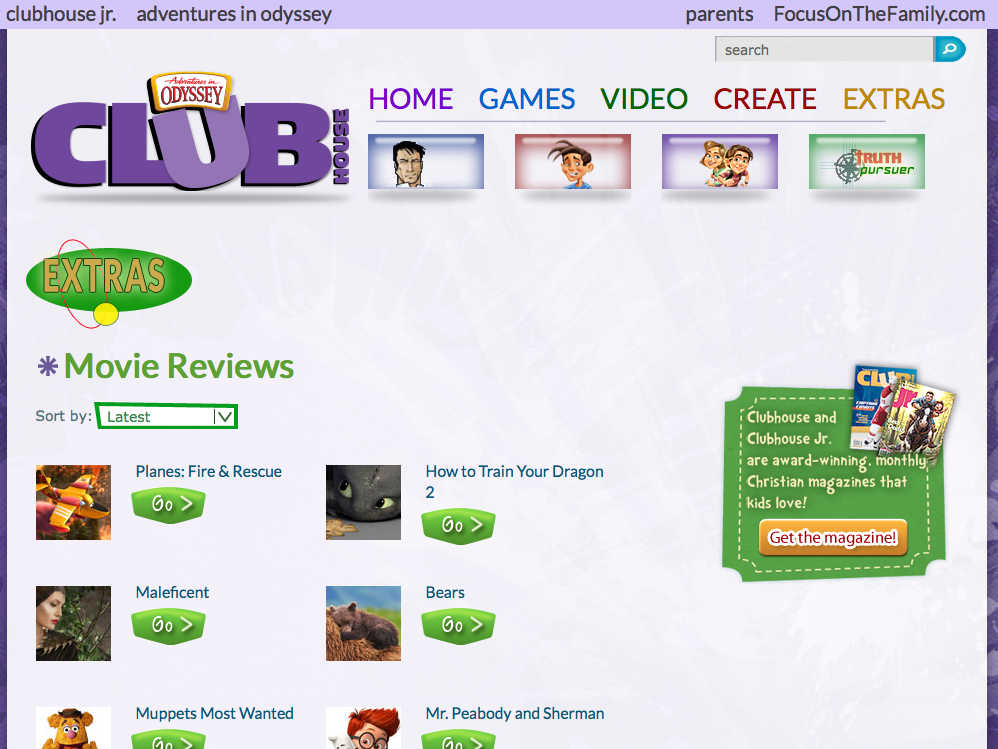 Kids movie review site