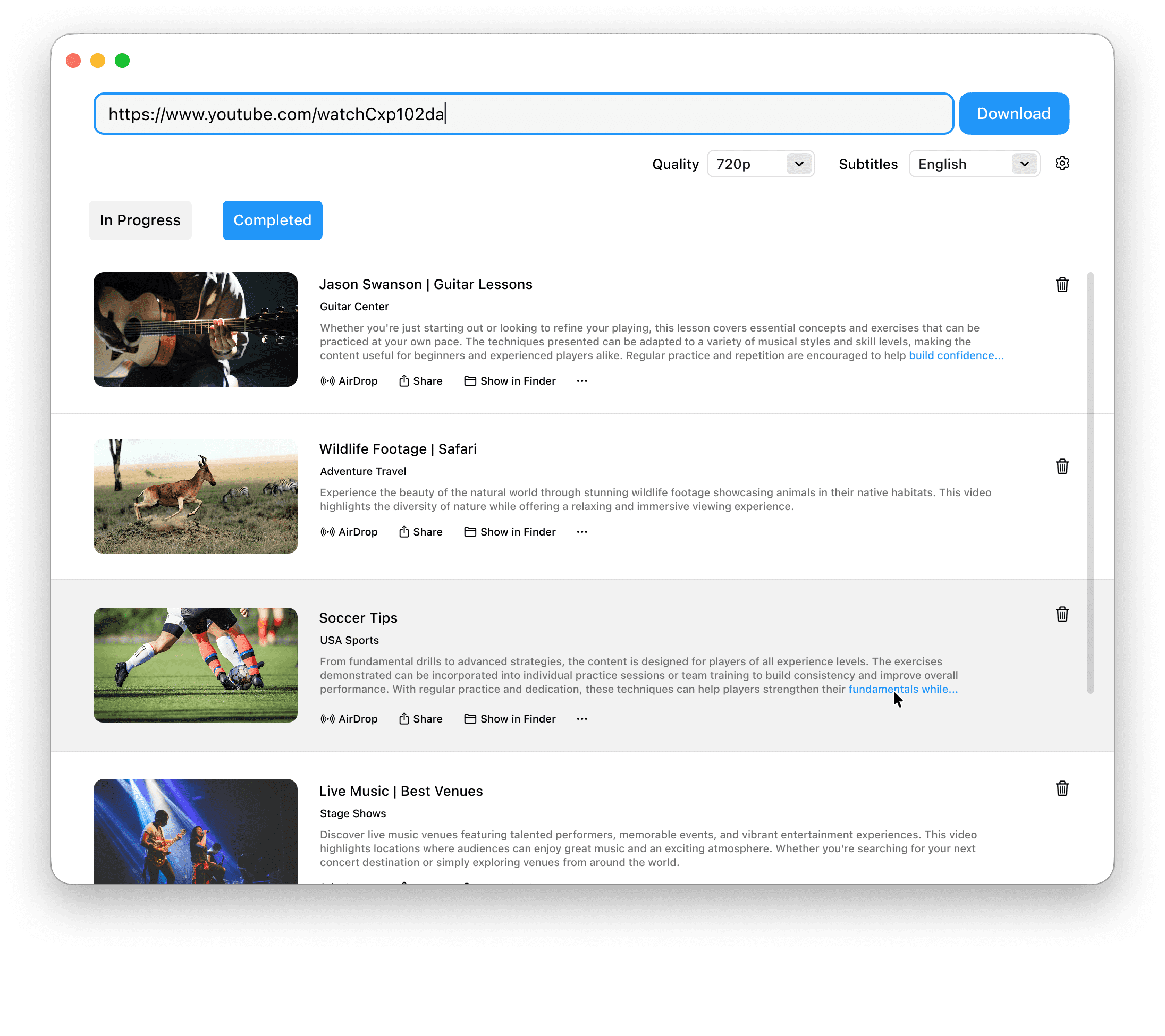 RealPlayer Downloader for Mac app window